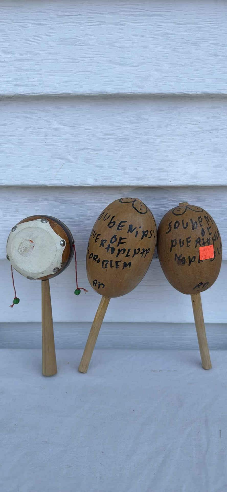 (3) Items - Wooden Hand-Painted Maracas, Surfboard And Drum - image 4 of 9