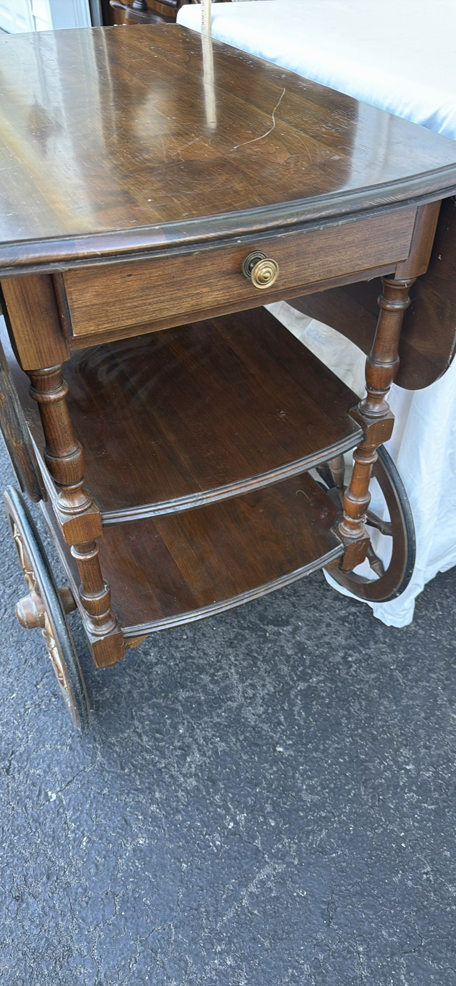 Vintage Pennsylvania House Wooden Drop-Leaf Serving Cart with Wheels - image 6 of 18