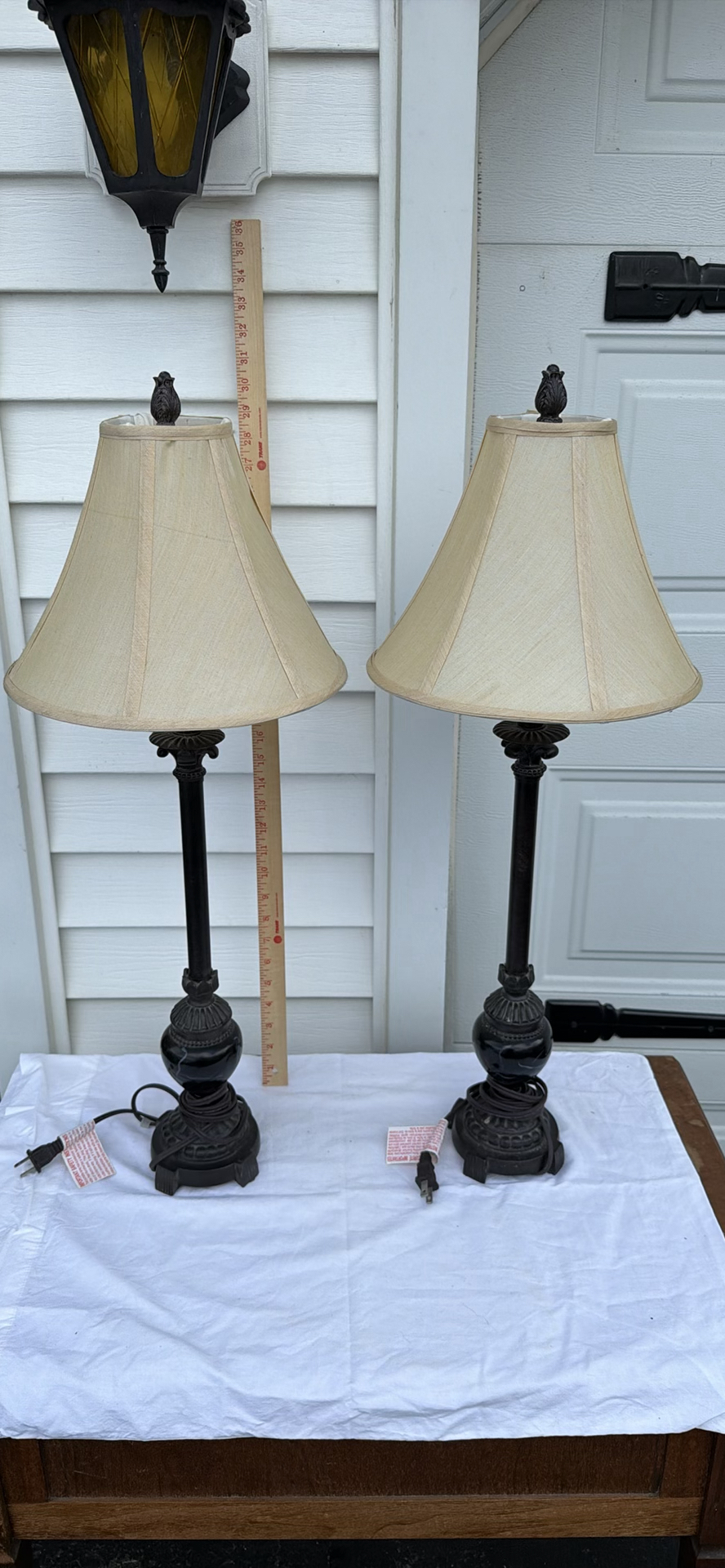 Pair of BOMBAY Table Lamps with Fabric Shades - image 1 of 5