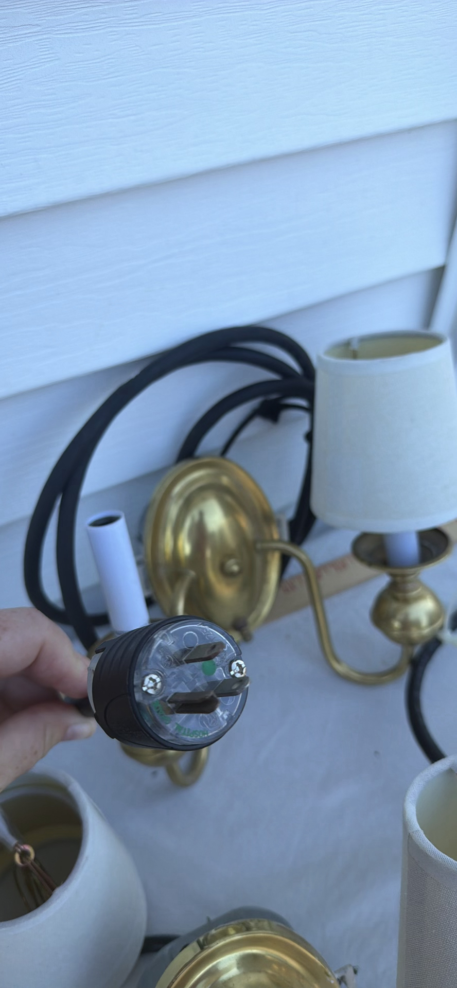 Group Of Four Brass Two-Arm Wall Sconces And Eight Sconce Shades - image 18 of 25