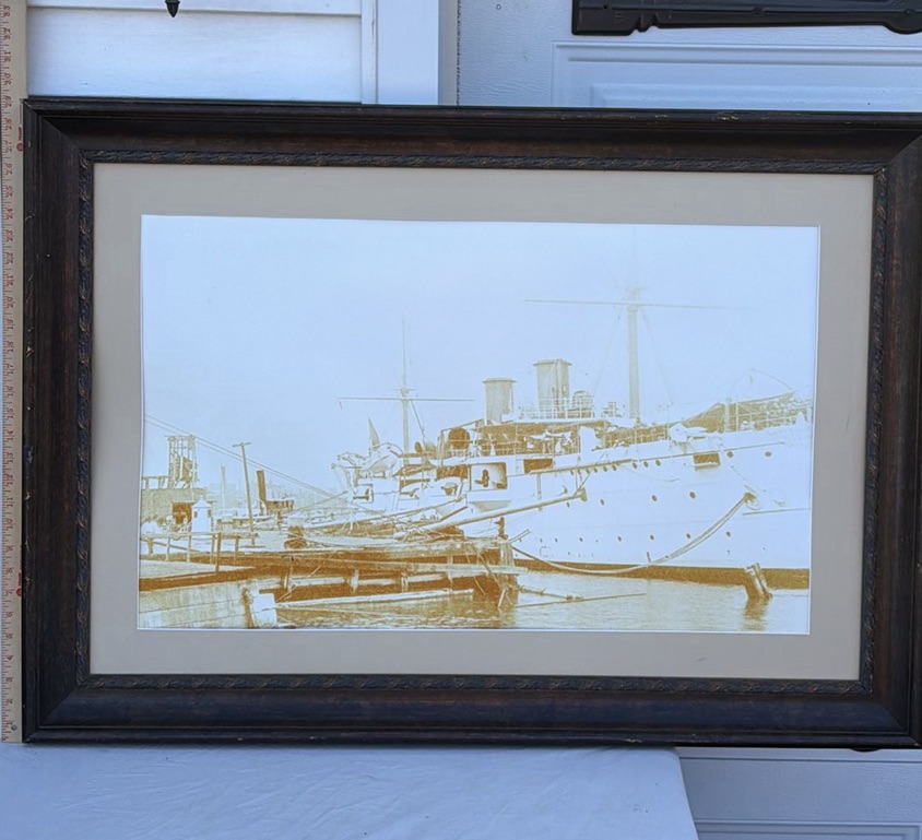 Framed Sepia Ship Harbor Print - image 1 of 8