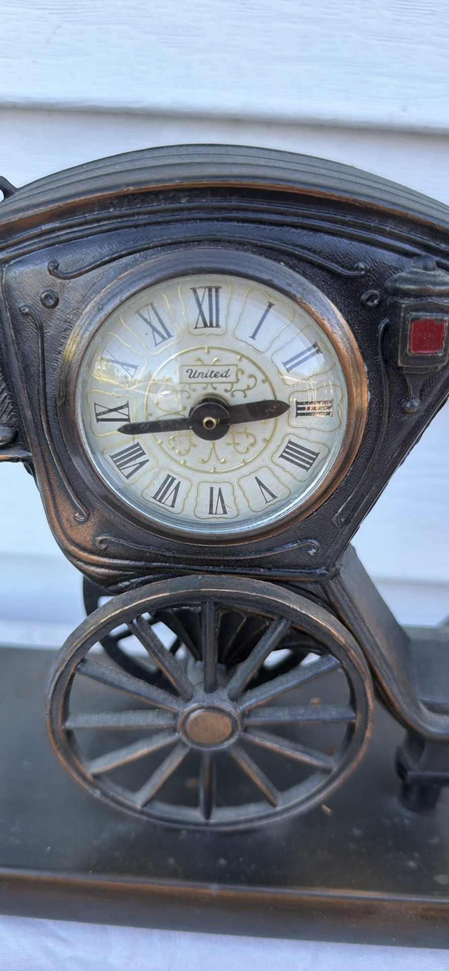 Vintage United Metal Goods Horse-Drawn Carriage Mantel Clock - image 5 of 15