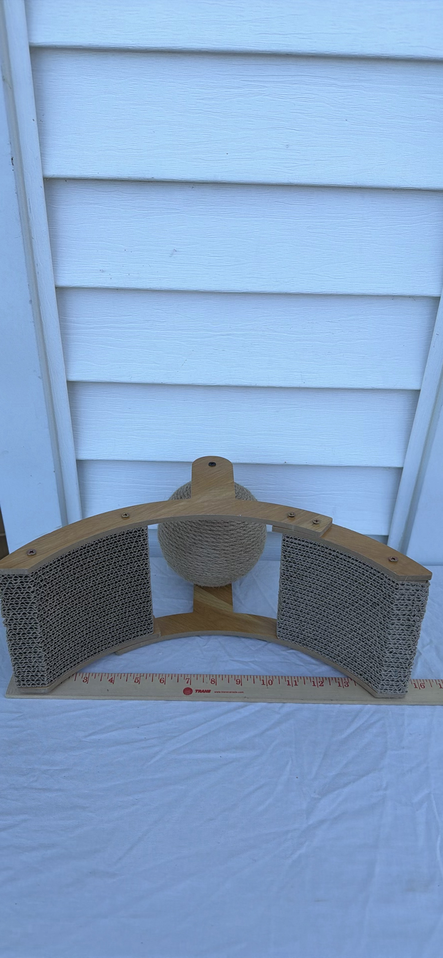 Wooden Cat Scratcher with Cardboard Panels and Rope Ball - image 6 of 7