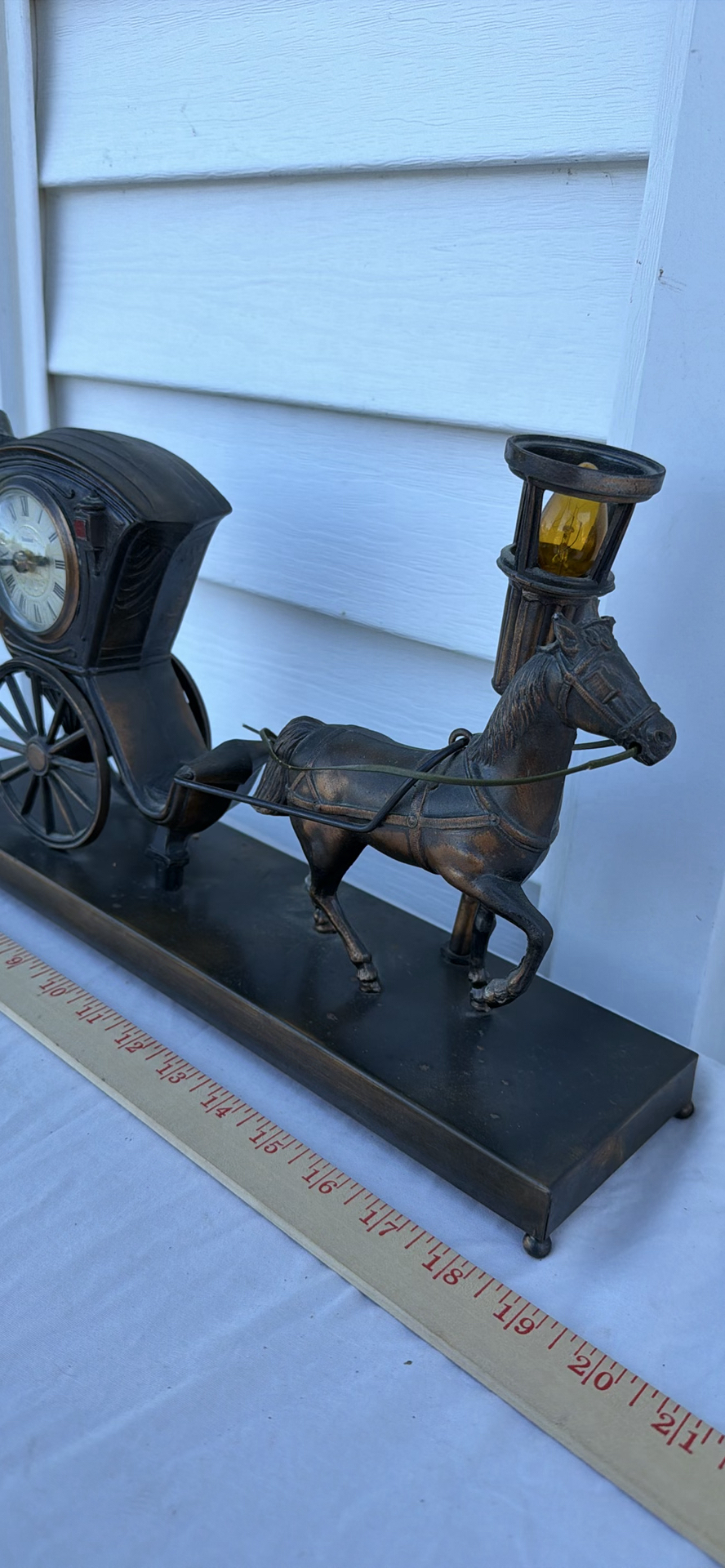 Vintage United Metal Goods Horse-Drawn Carriage Mantel Clock - image 6 of 15