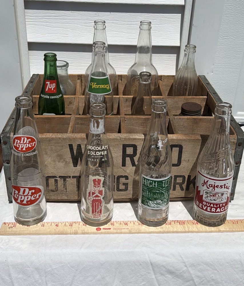 Wargo Bottling Works Wooden Crate with 12 Assorted Vintage Glass Bottles - image 5 of 8