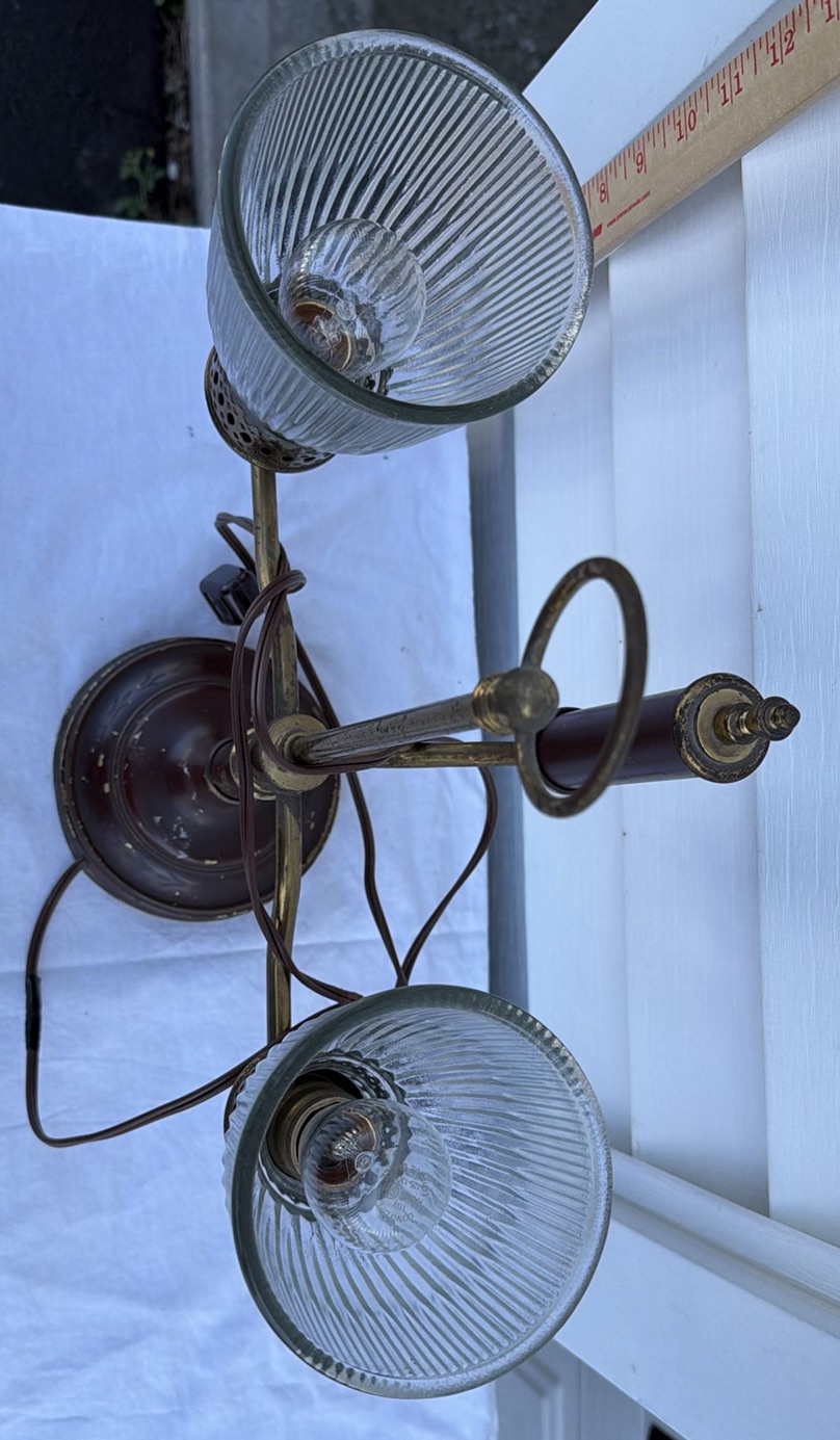 Antique Two-Light Table Lamp with Glass Shades - image 4 of 6