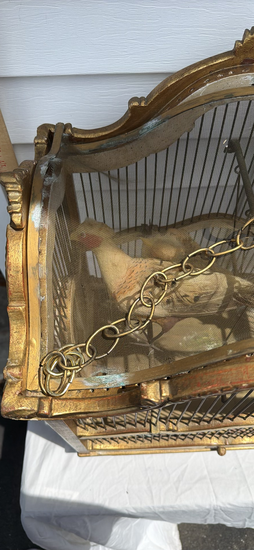 Ornate Vintage Wooden and Metal Birdcage with Decorative Birds - image 5 of 17