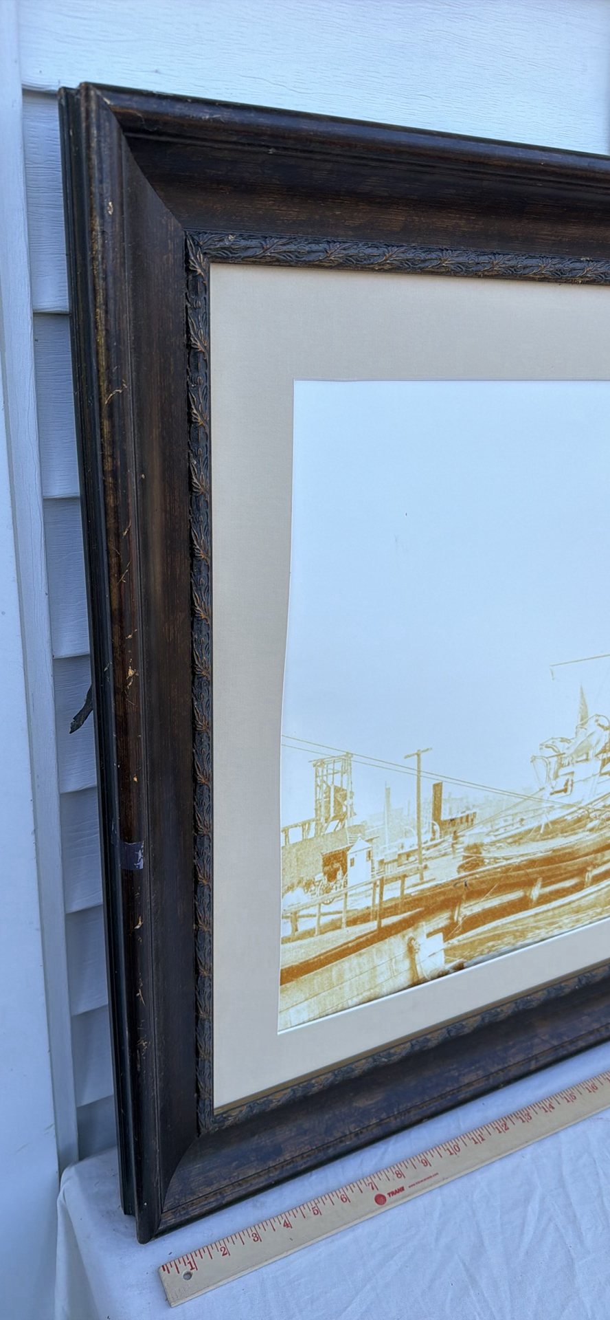 Framed Sepia Ship Harbor Print - image 3 of 8
