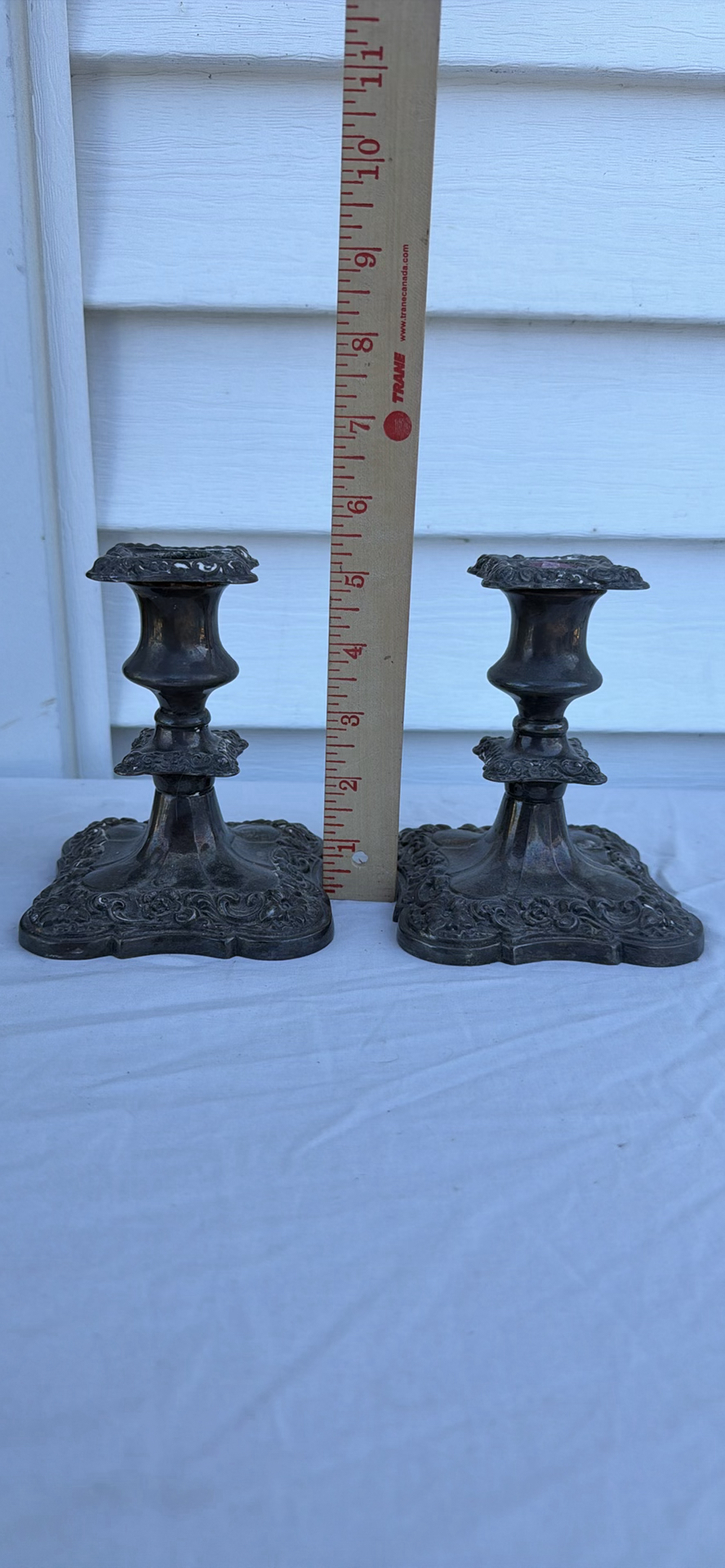 Vintage Pair of Ornate Silver Plated Candlestick Holders (BP Canada) - image 4 of 7