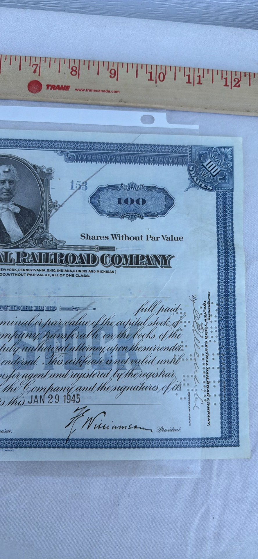 Vintage New York Central Railroad Company Stock Certificate and Transfer Document - image 4 of 7