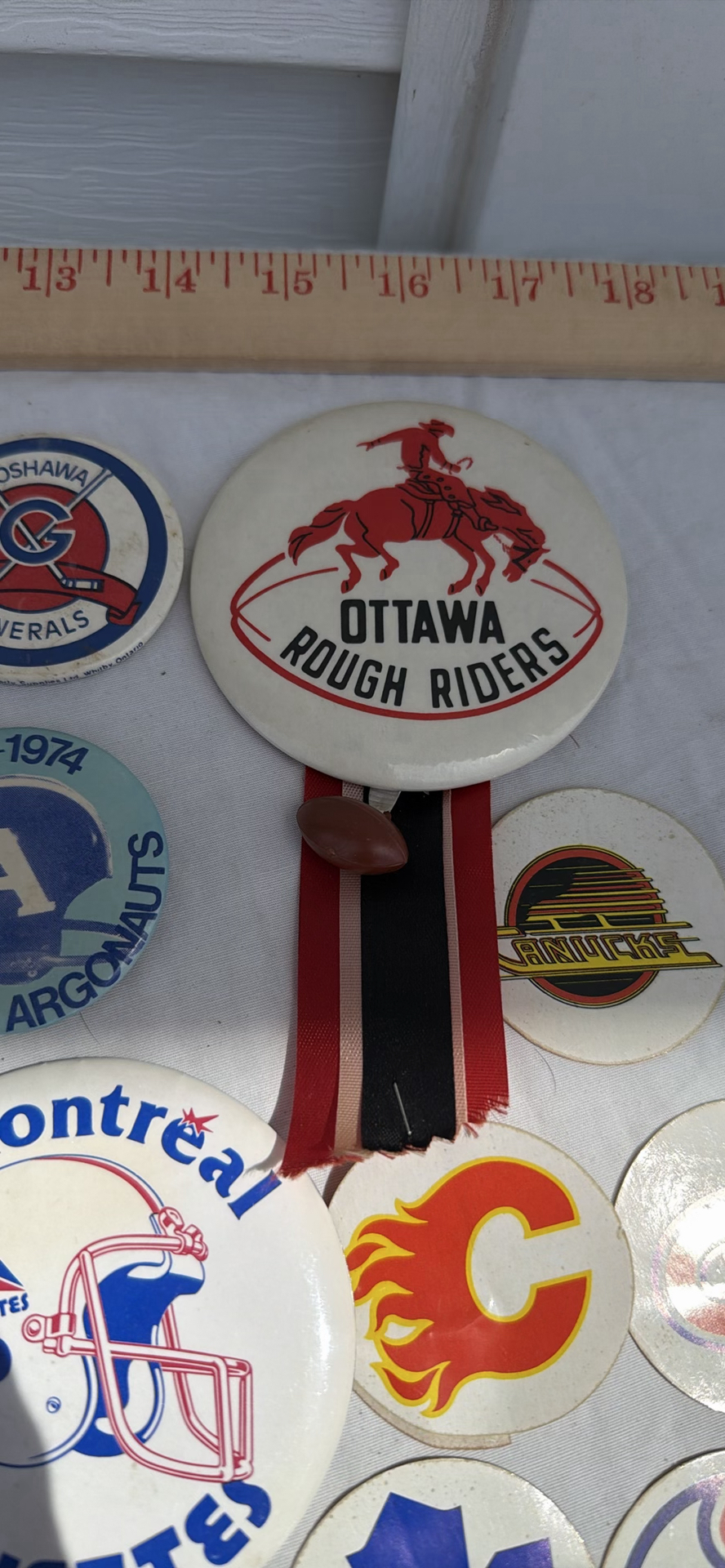Collection of Vintage Sports and Charity Pinback Buttons and Ribbons - image 3 of 8