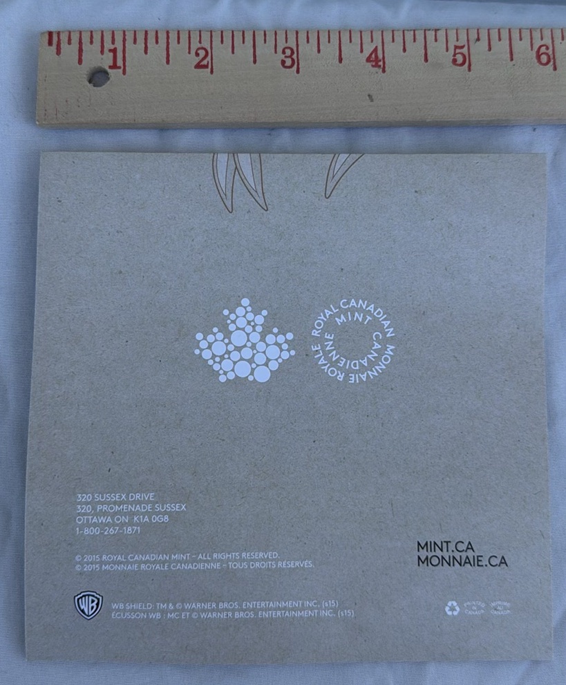 2015 Royal Canadian Mint Bugs Bunny $20 Fine Silver Coin with Packaging - image 2 of 8