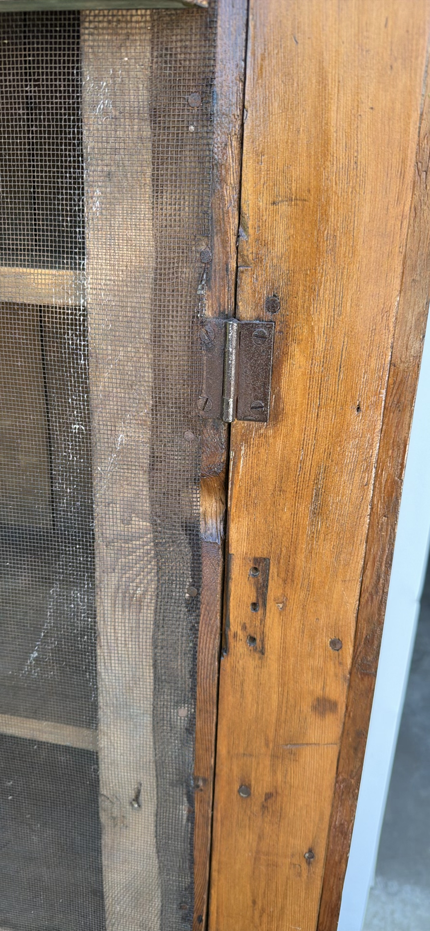 Antique Wooden Screen Door PIE SAFE with Wire Mesh - image 8 of 23