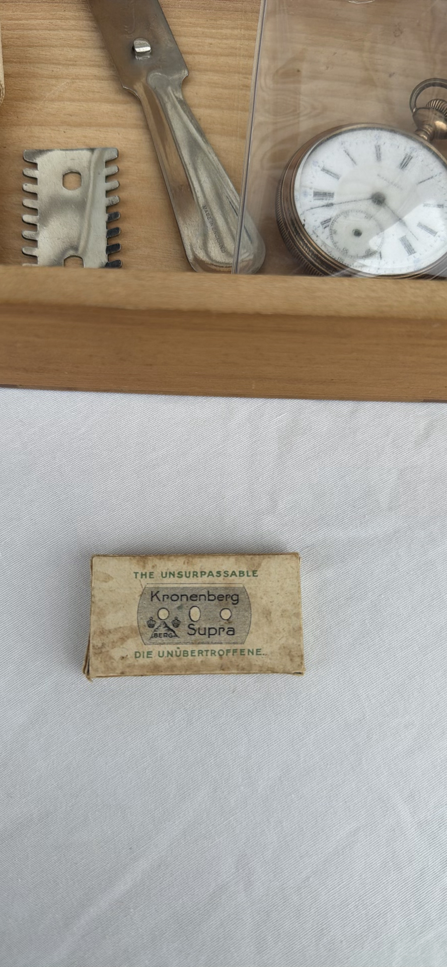 Vintage Watch & Wooden Shaving Kit with Kronenberg Supra Gold Razor Blades - image 21 of 21