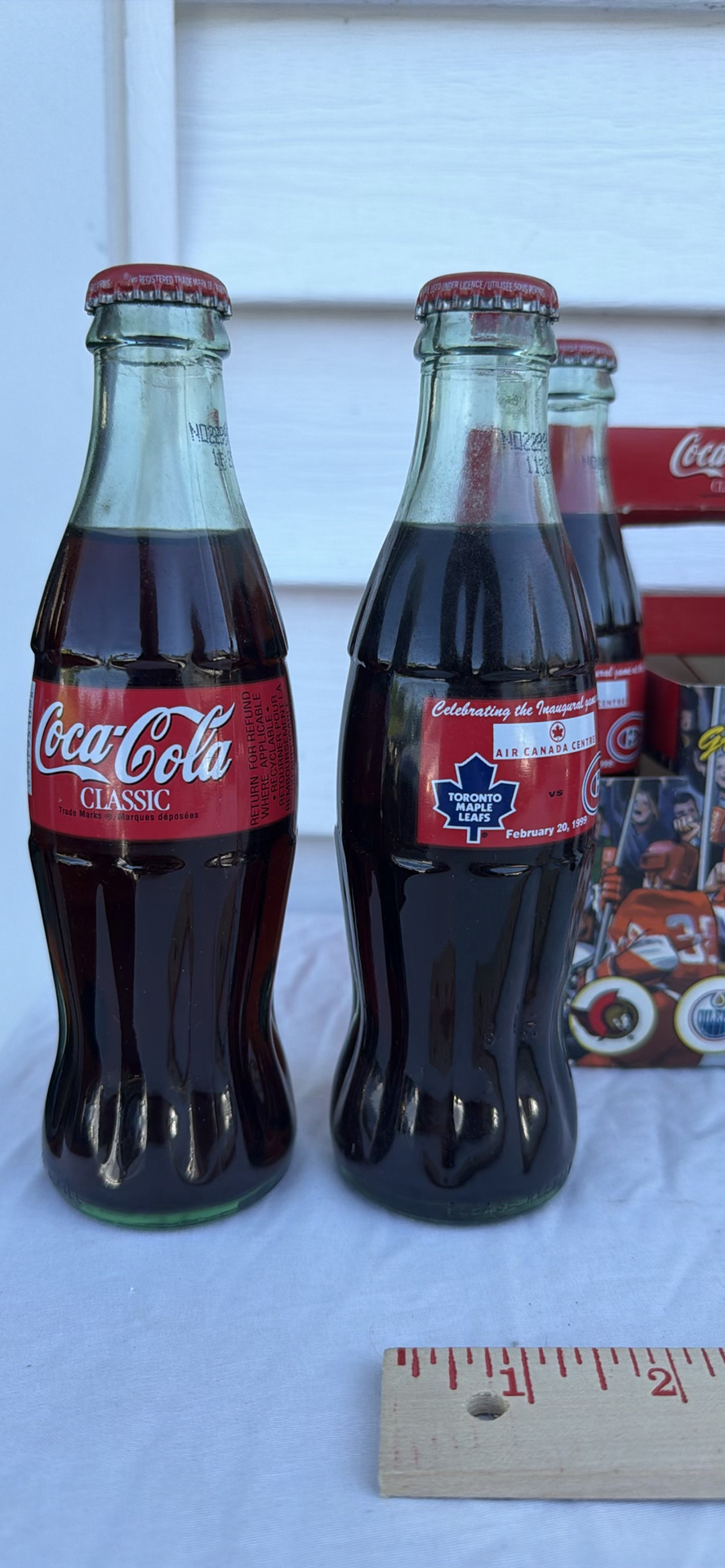 Coca-Cola Six-Pack Glass Bottles with Hockey Commemorative Carrier Air Canada Center ACC 1999 - image 7 of 8