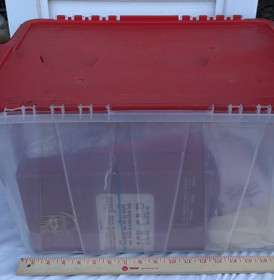 Plastic Storage Tote with Vintage Medical Tins and Rubber Ice Cap - image 4 of 17