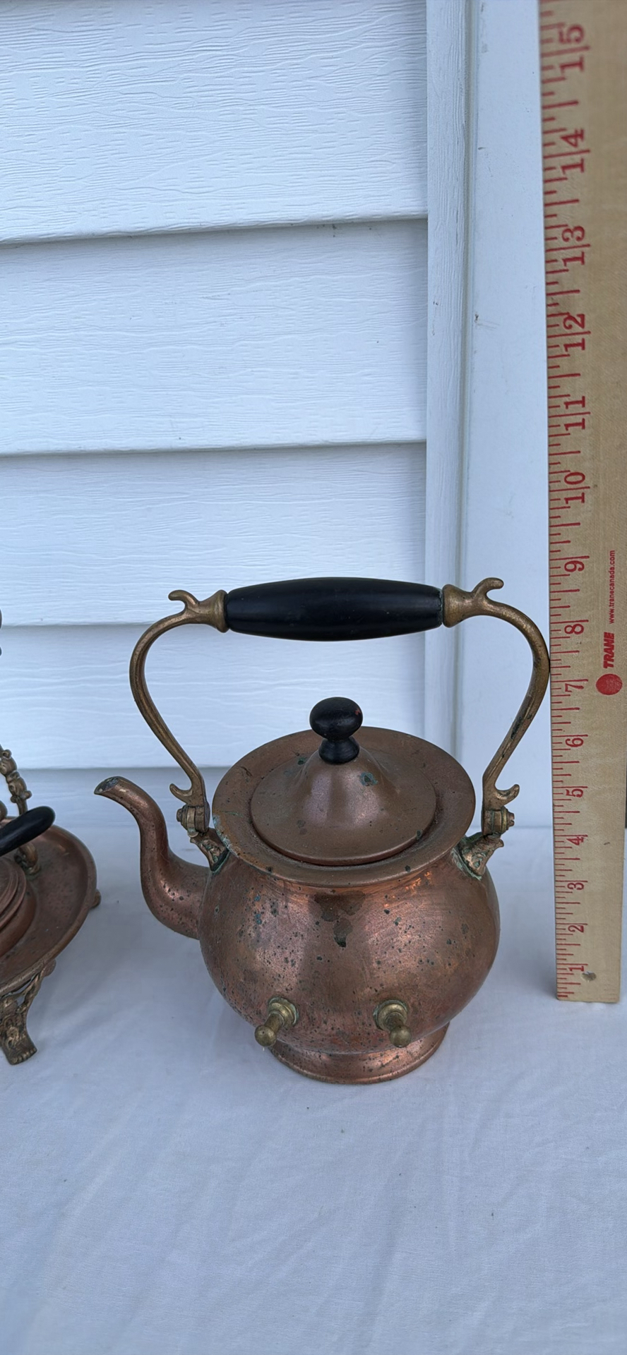 Antique Copper Teapot On Stand With Burner 1892 Patent S&Co. - image 5 of 23