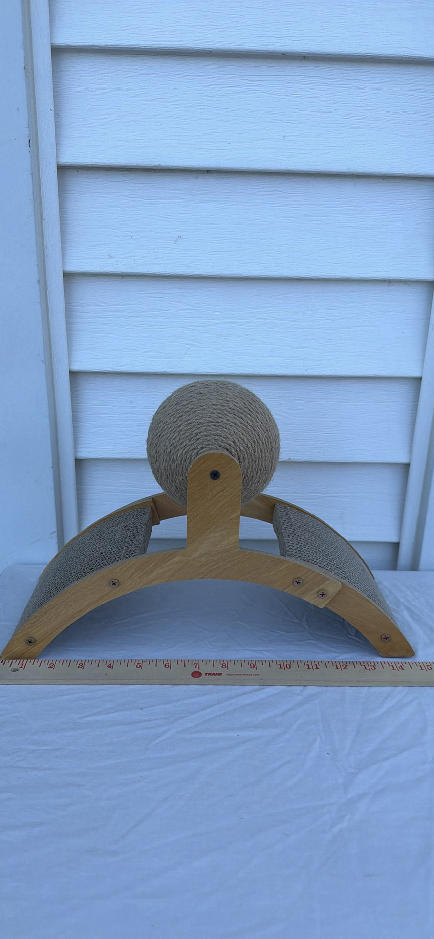 Wooden Cat Scratcher with Cardboard Panels and Rope Ball - image 2 of 7