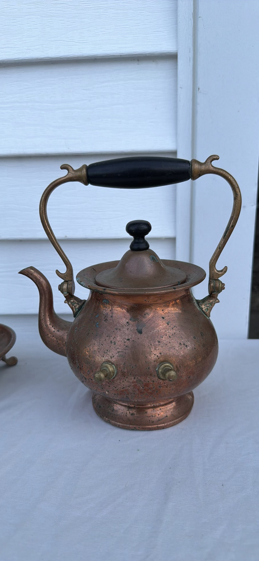 Antique Copper Teapot On Stand With Burner 1892 Patent S&Co. - image 7 of 23