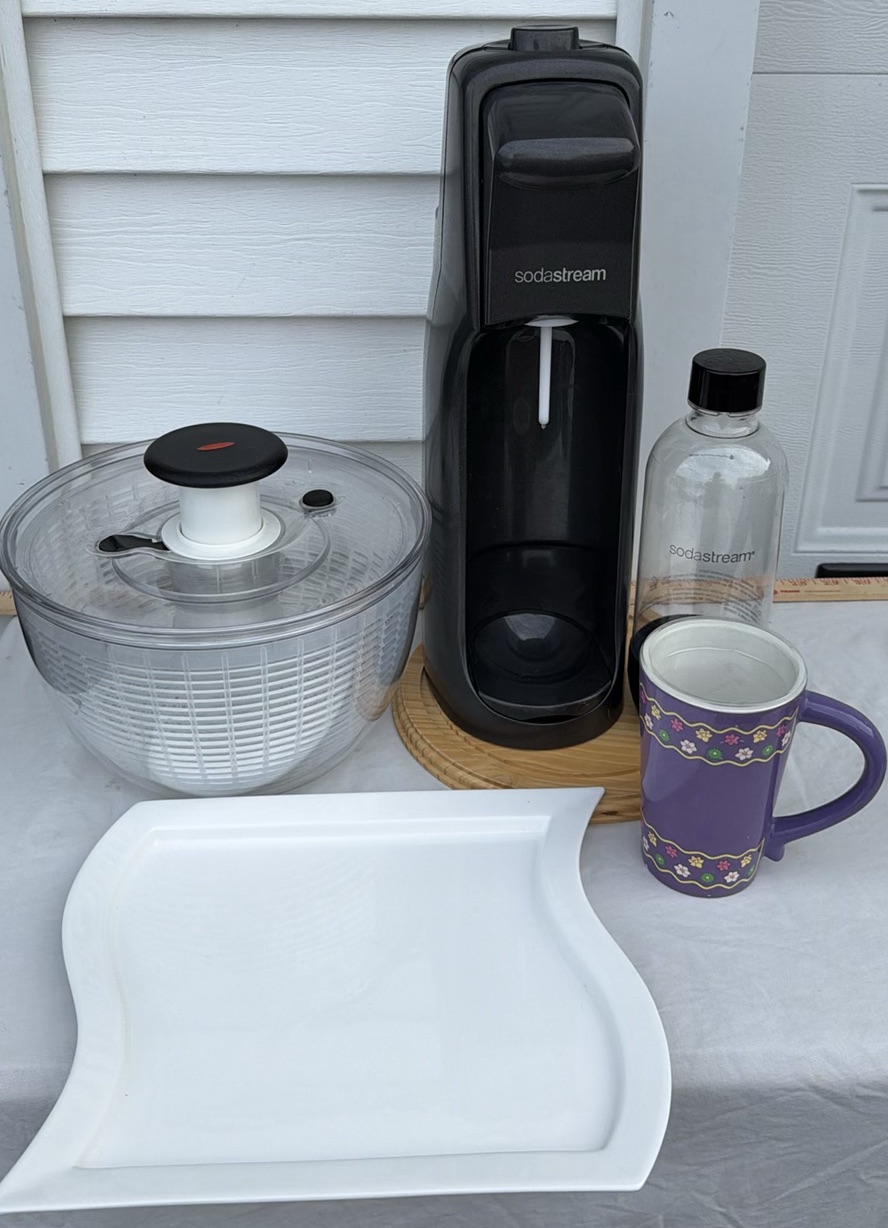 Soda Stream Maker, Bottle, OXO Salad Spinner, Serving Tray, Wooden Cheese Board and Mug - image 1 of 16