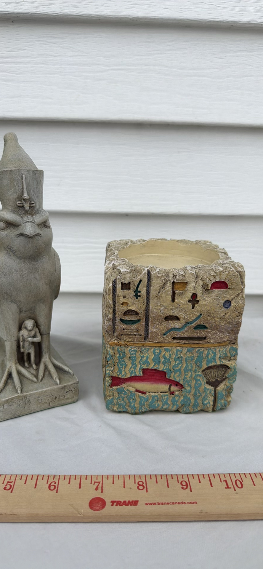 Egyptian-Style Falcon Statue, Carved Pillar Candle Holder, and Bombay Wax Seal Set - image 9 of 14