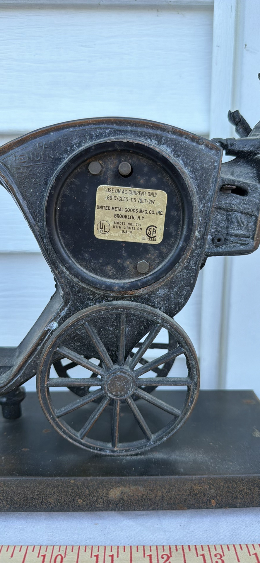 Vintage United Metal Goods Horse-Drawn Carriage Mantel Clock - image 13 of 15