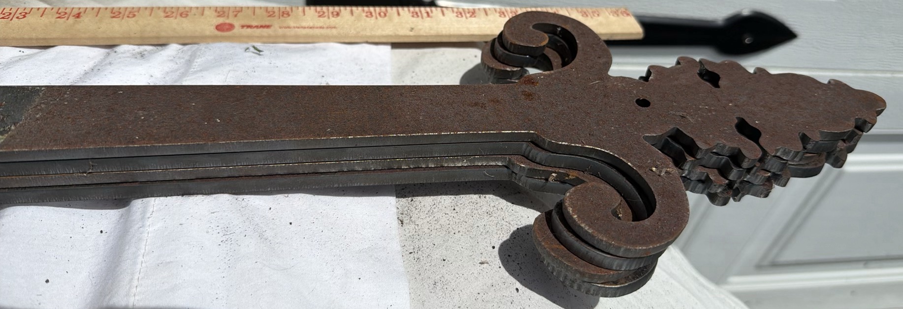 Four Wrought Iron Decorative Strap Hinges - image 6 of 6