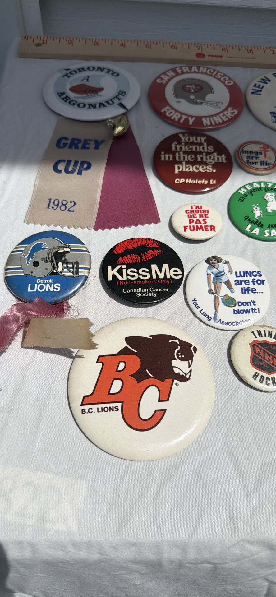Collection of Vintage Sports and Charity Pinback Buttons and Ribbons - image 7 of 8