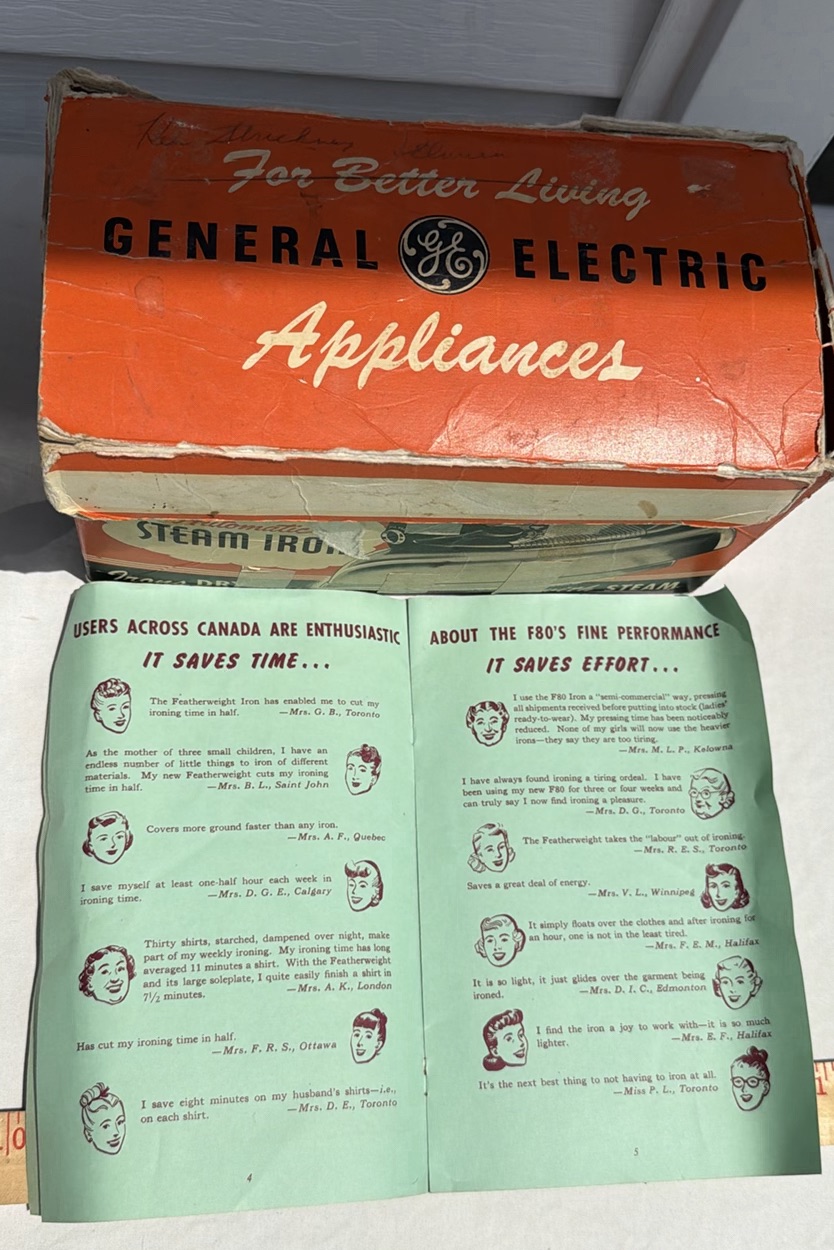 Vintage General Electric Automatic Steam Iron Model F90 Box - image 15 of 20