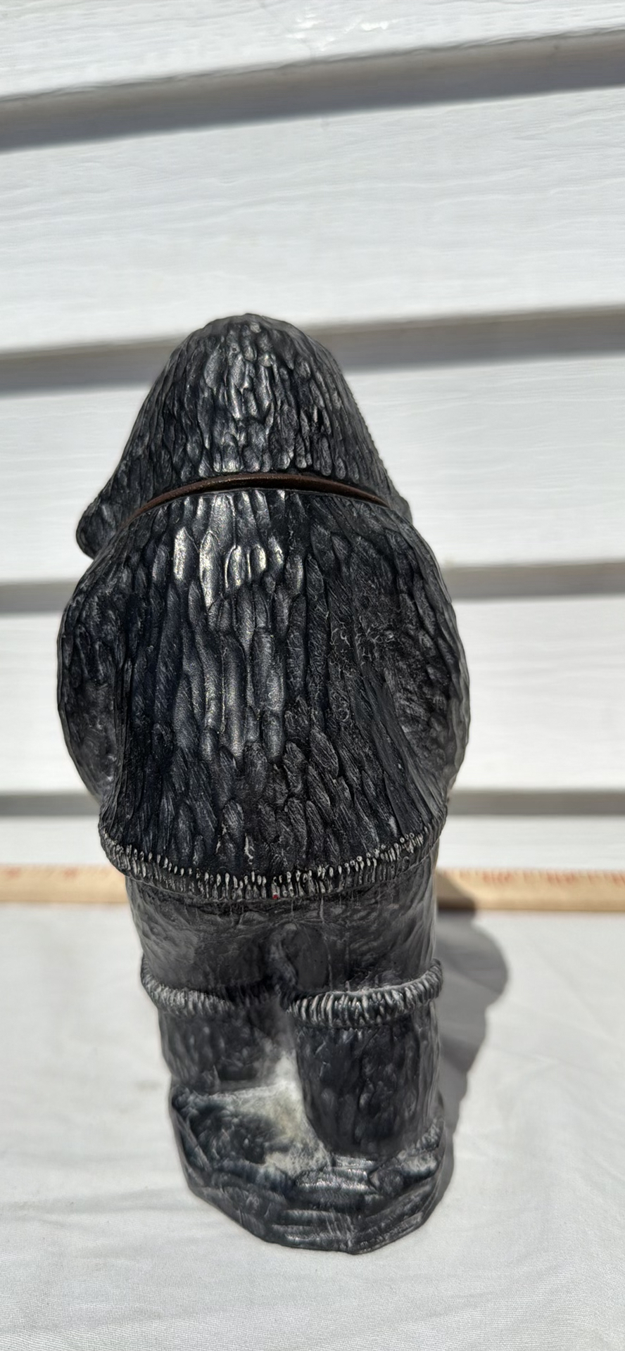 Nunavut Inuit Soapstone Carved Figure Holding a Fish Sculpture - image 3 of 7