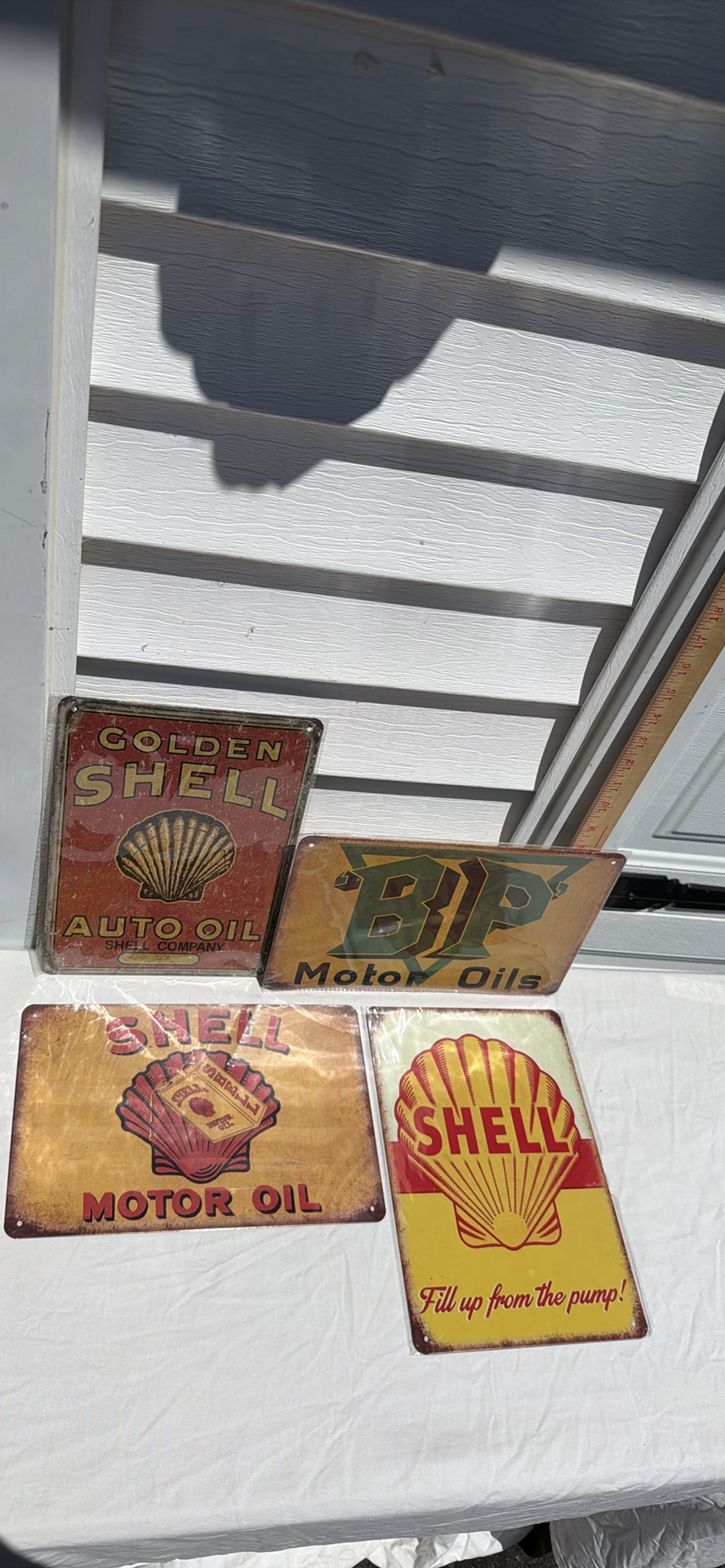 Lot Of 4 Retro Style - Shell and BP Motor Oil Metal Advertising Signs - image 2 of 3