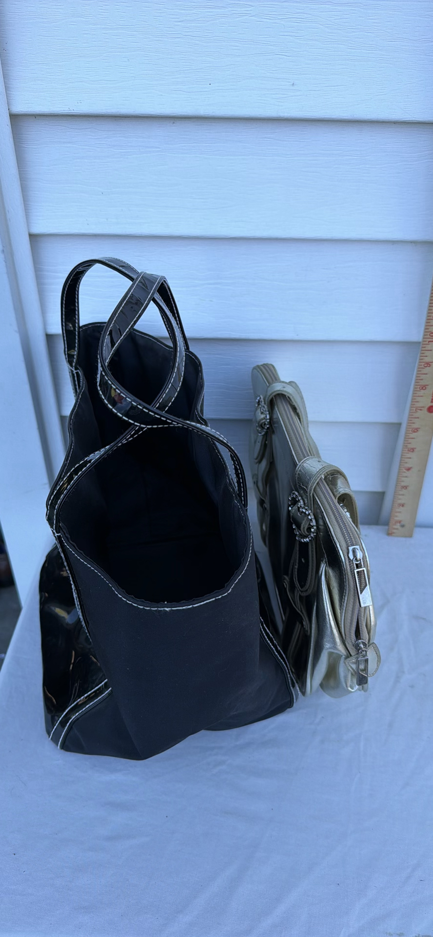Lancôme Black Tote Bag and Metallic Gold Handbag - image 2 of 8