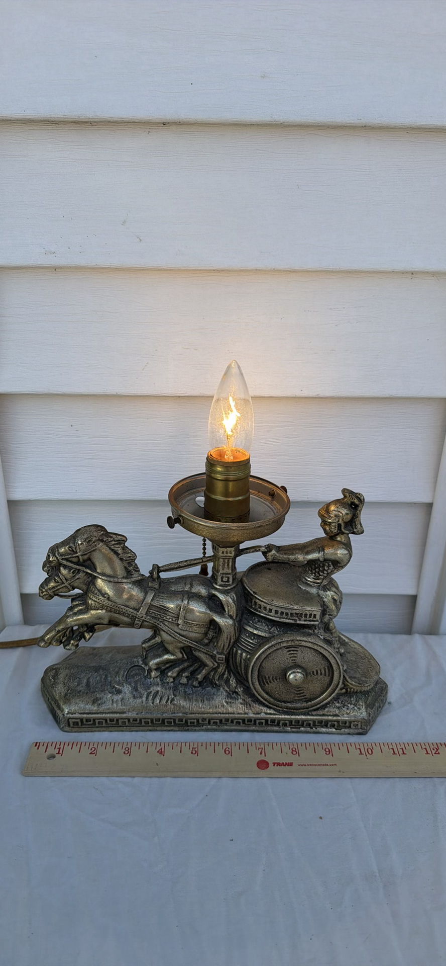 Vintage Art Deco Horse-Drawn Gladiator And Chariot Table Lamp - image 1 of 10