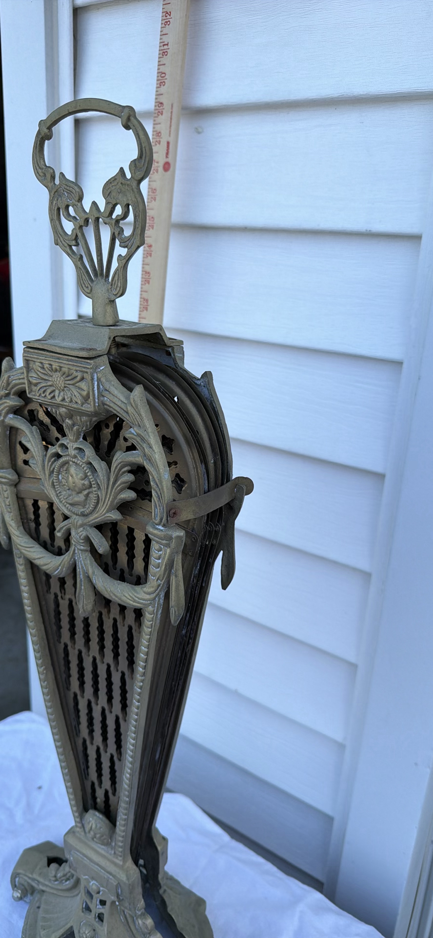 Ornate Antique Metal Folding Fireplace Fan Screen - image 4 of 6