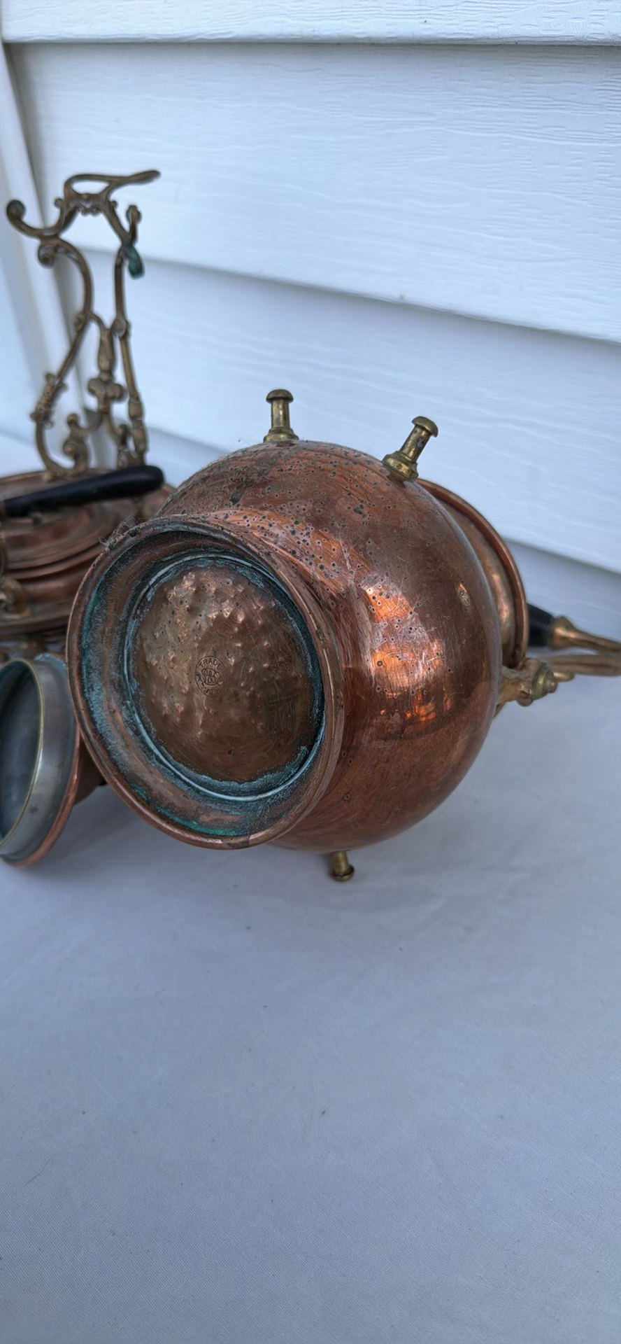 Antique Copper Teapot On Stand With Burner 1892 Patent S&Co. - image 13 of 23