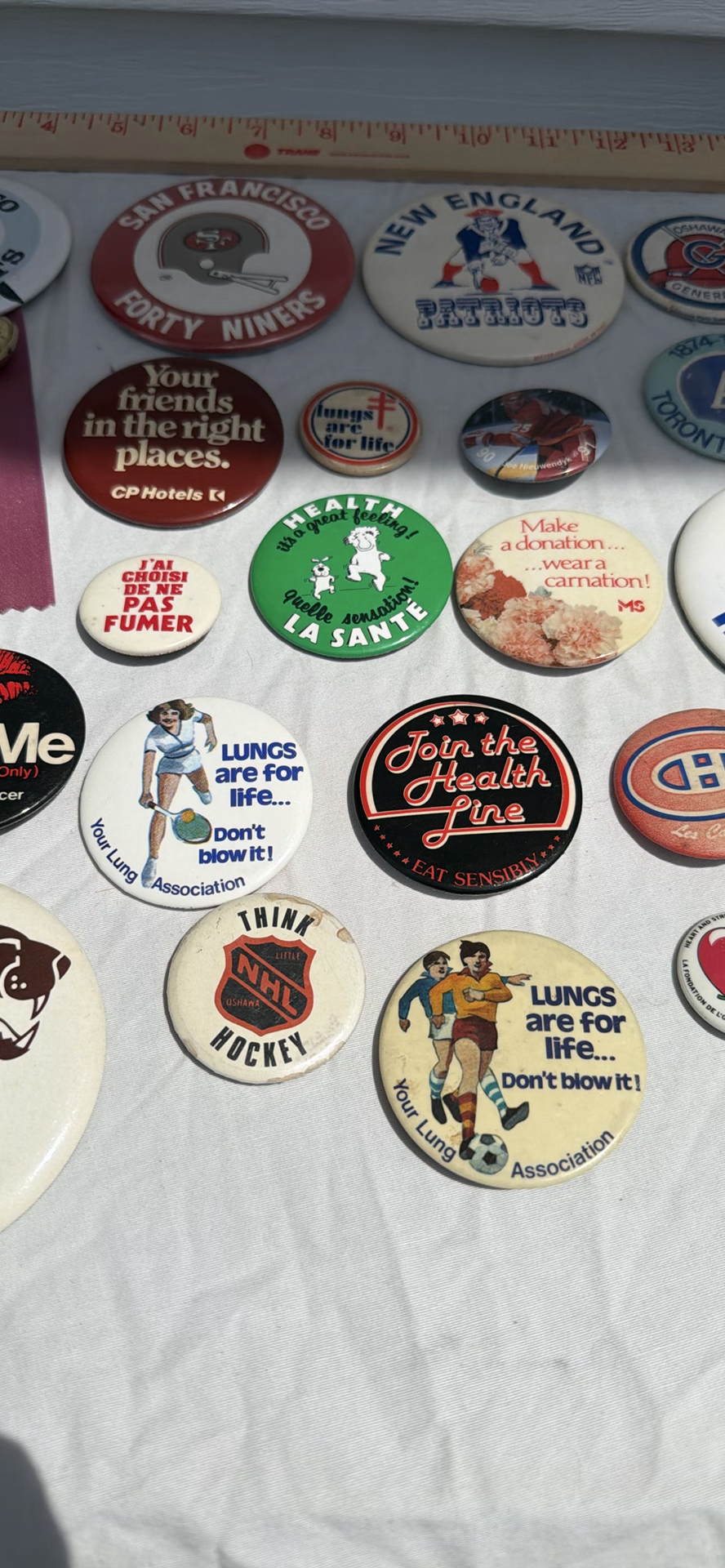 Collection of Vintage Sports and Charity Pinback Buttons and Ribbons - image 6 of 8