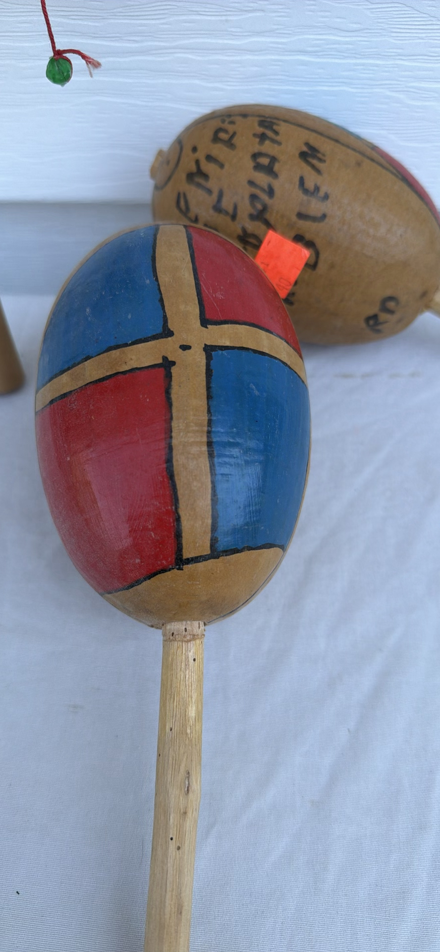 (3) Items - Wooden Hand-Painted Maracas, Surfboard And Drum - image 5 of 9