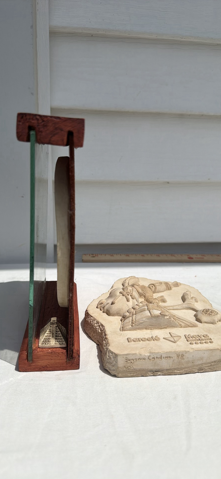 Mayan Stone Relief Plaque and Framed Mayan Calendar Carving - image 7 of 8
