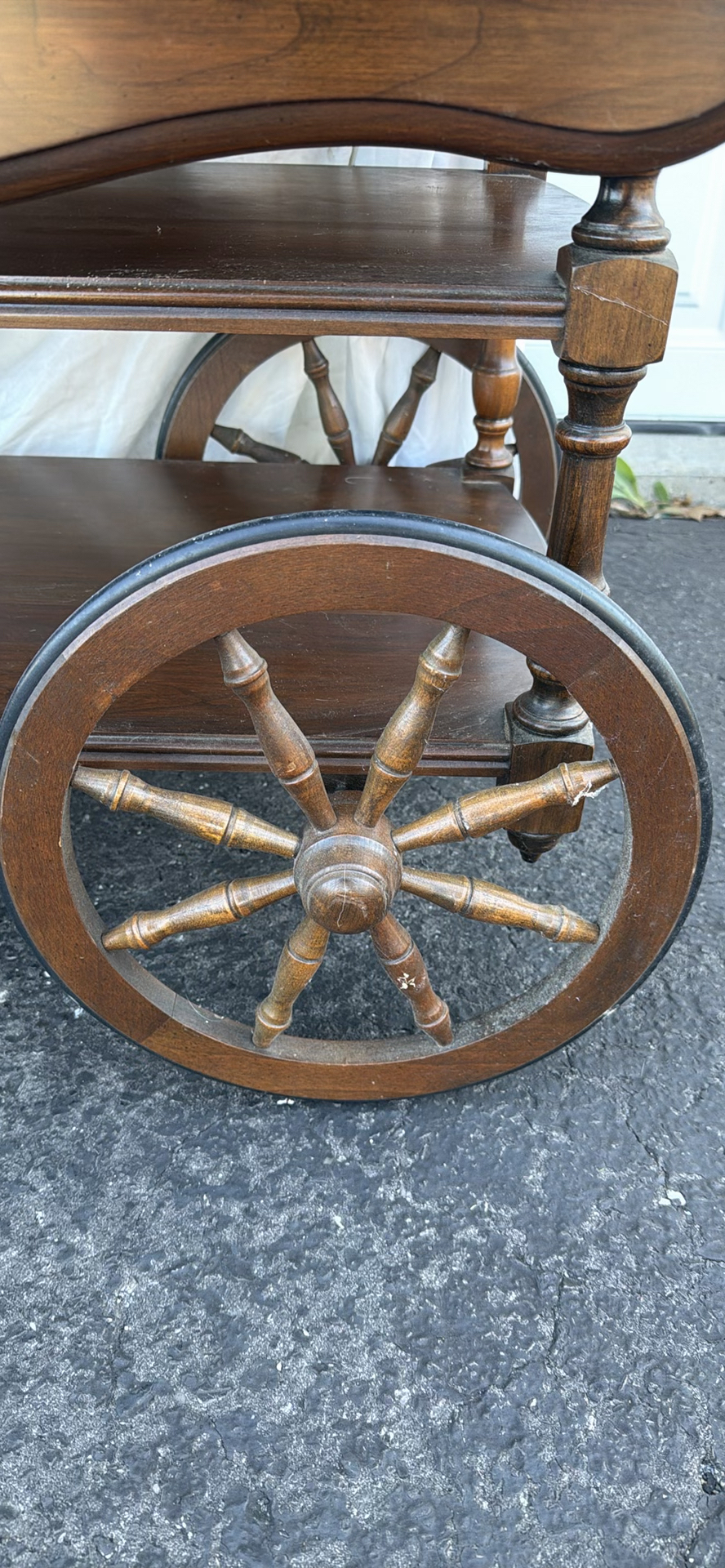 Vintage Pennsylvania House Wooden Drop-Leaf Serving Cart with Wheels - image 12 of 18