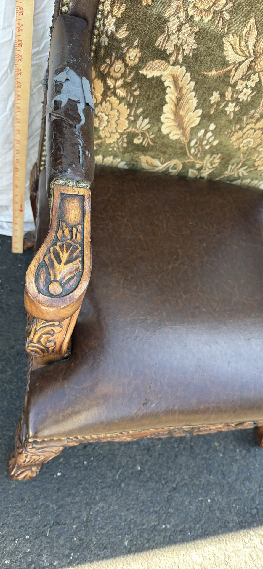 Vintage Upholstered Wooden Armchair - image 4 of 16