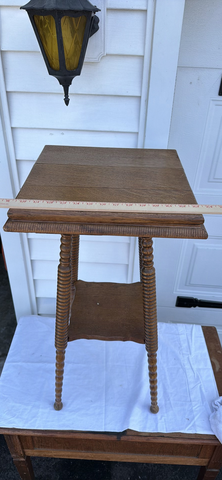 Vintage Wooden Side Table with Turned Legs and Lower Shelf - image 4 of 4