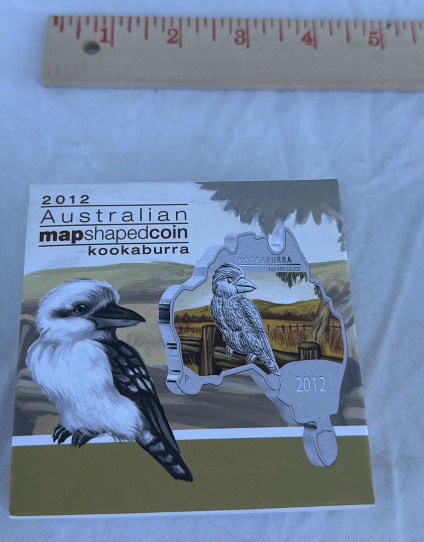 2012 Perth Mint Australian Map-Shaped Kookaburra 1 oz Silver Coin with Packaging - image 2 of 9