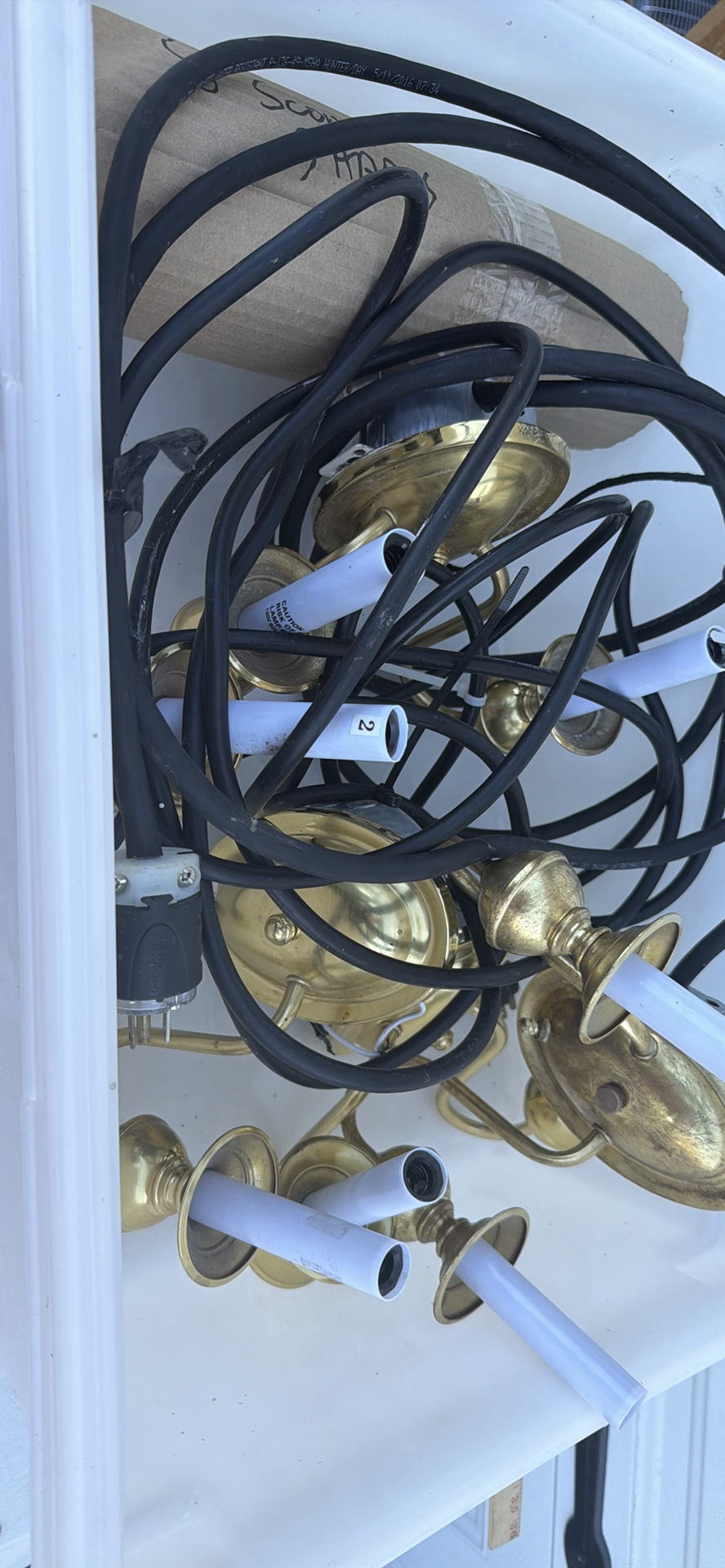 Group Of Four Brass Two-Arm Wall Sconces And Eight Sconce Shades - image 24 of 25