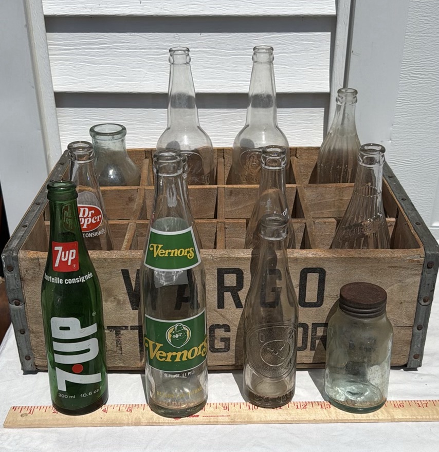 Wargo Bottling Works Wooden Crate with 12 Assorted Vintage Glass Bottles - image 6 of 8