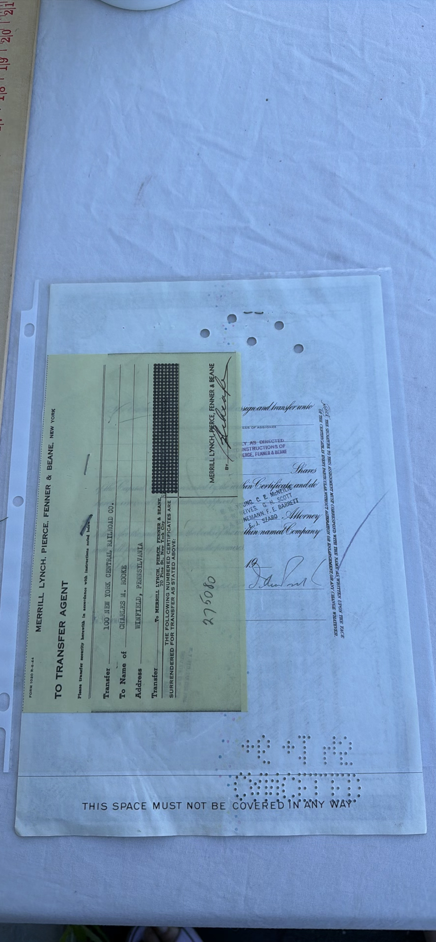 Vintage New York Central Railroad Company Stock Certificate and Transfer Document - image 7 of 7