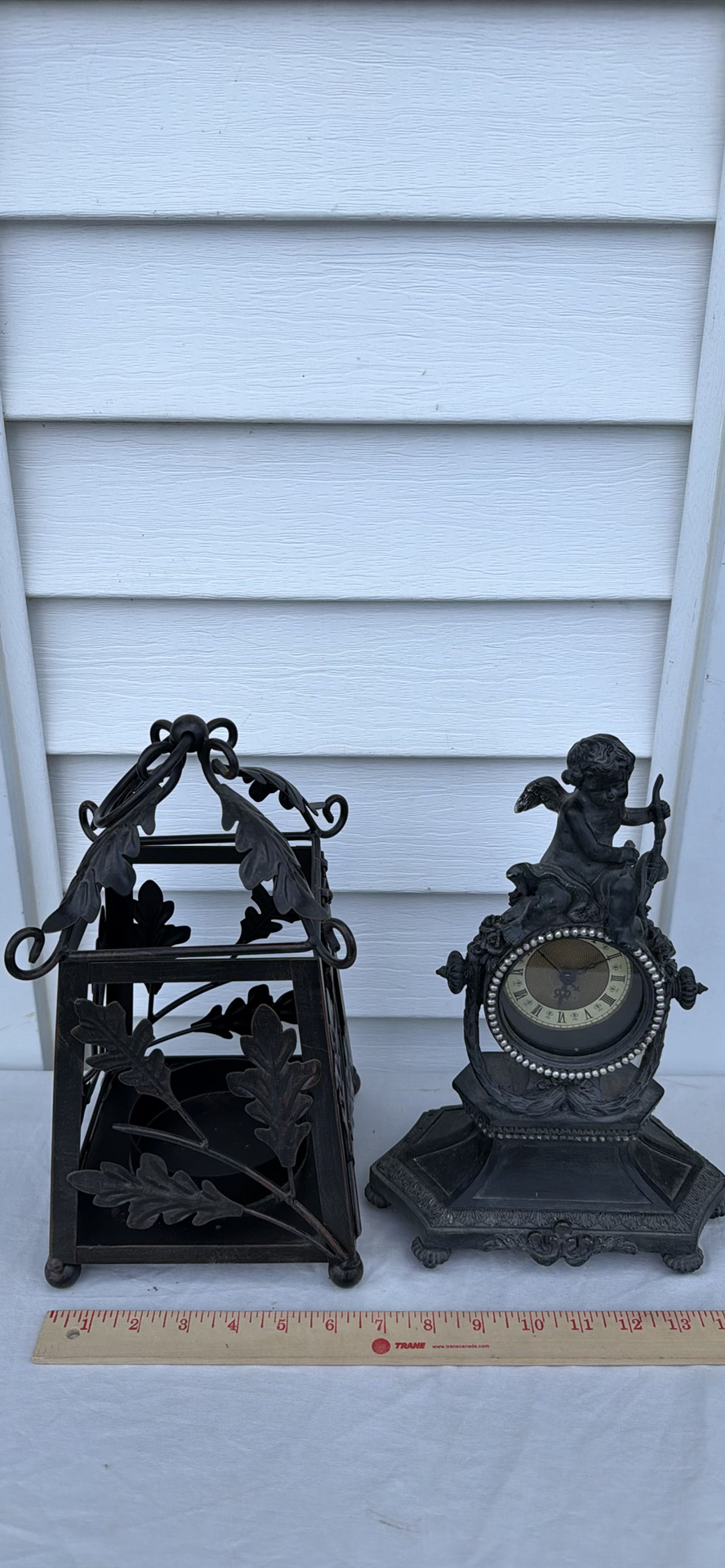 Decorative Metal Lantern and Ornate Cherub Clock - image 2 of 10