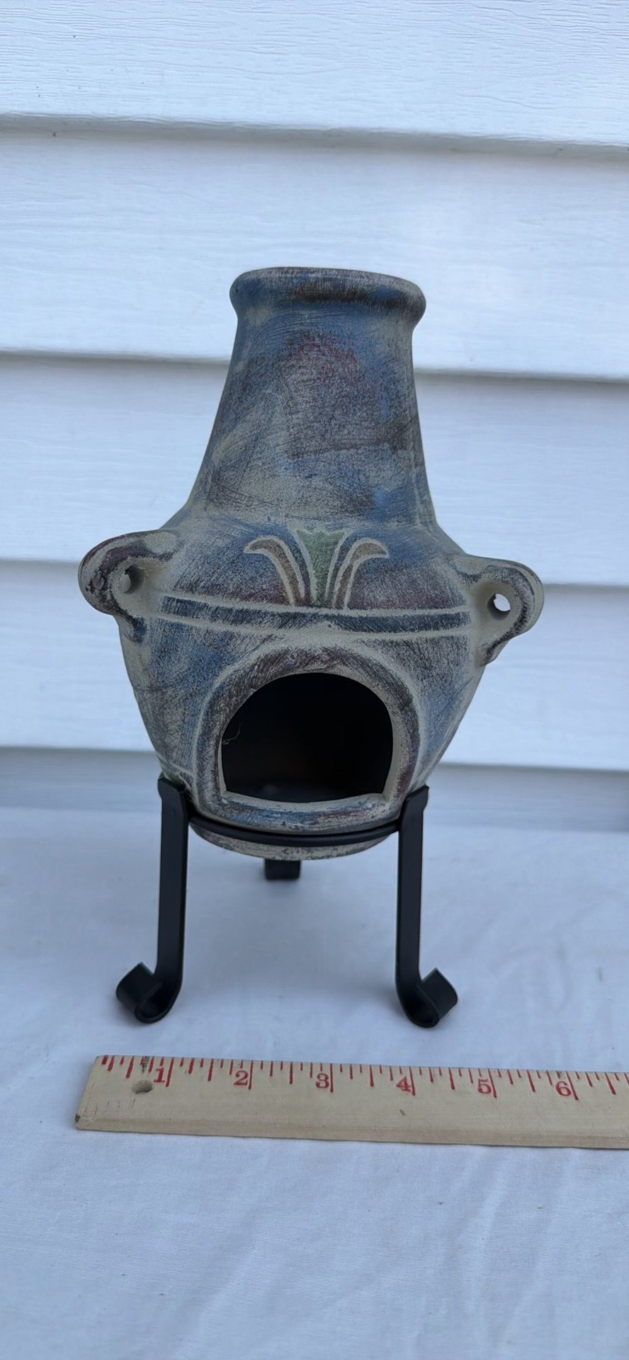 Decorative Mini Ceramic Chiminea with Metal Stand - image 1 of 6