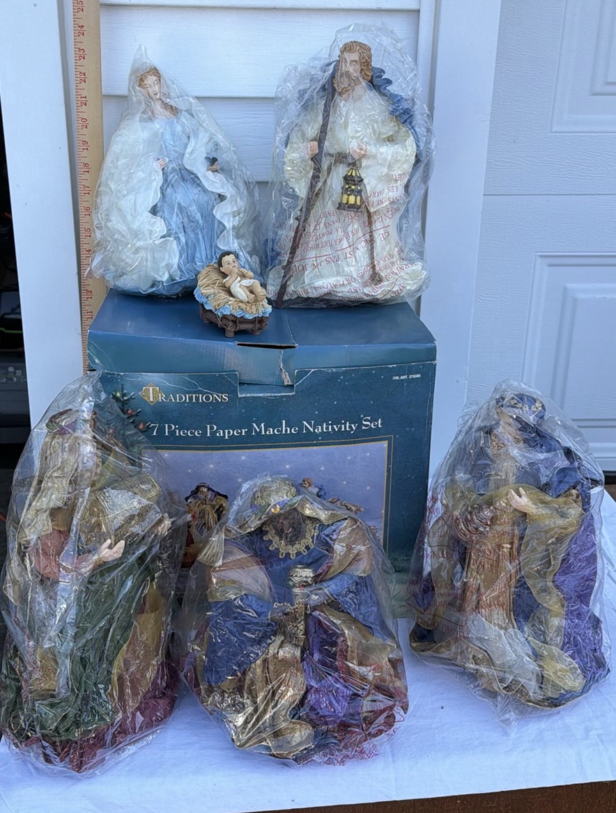 Traditions 7-Piece Paper Mache Nativity Set - image 3 of 3