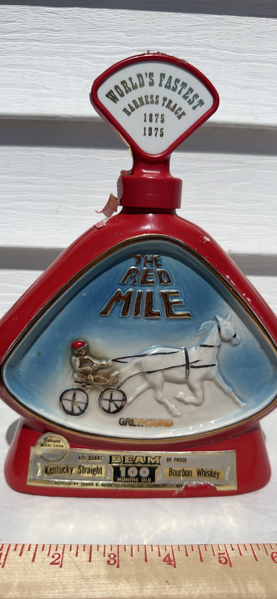 Vintage 1975 Jim Beam Beam 100 Months Old Bourbon Whiskey Ceramic Decanter - image 4 of 10