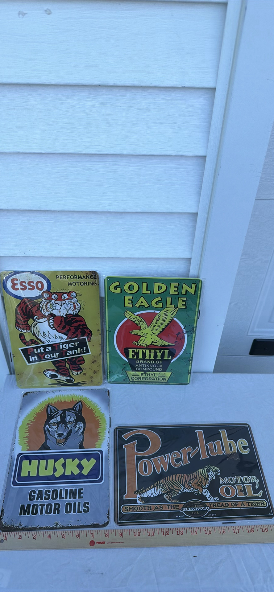 (4) Retro Automotive Advertising Metal Signs - ESSO, Golden Eagle, Husky, Power Lube - image 1 of 3